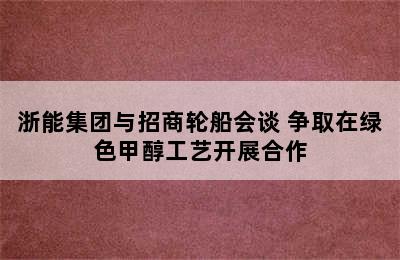 浙能集团与招商轮船会谈 争取在绿色甲醇工艺开展合作